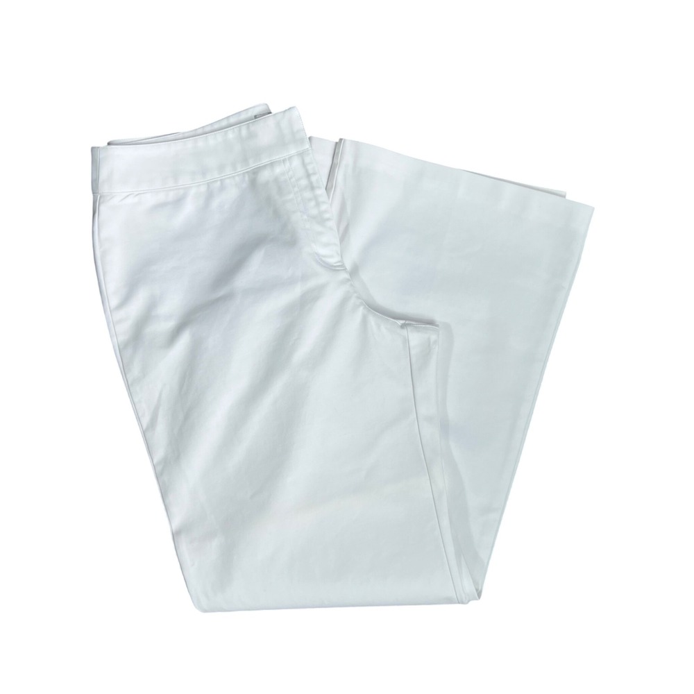 Chicos White Wide Leg Trousers Cotton Stretch Career Pants Size 2 Regular